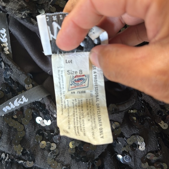 Black sequined dress, long sleeves, off the shoulder, turtleneck all in one! - Picture 6 of 7